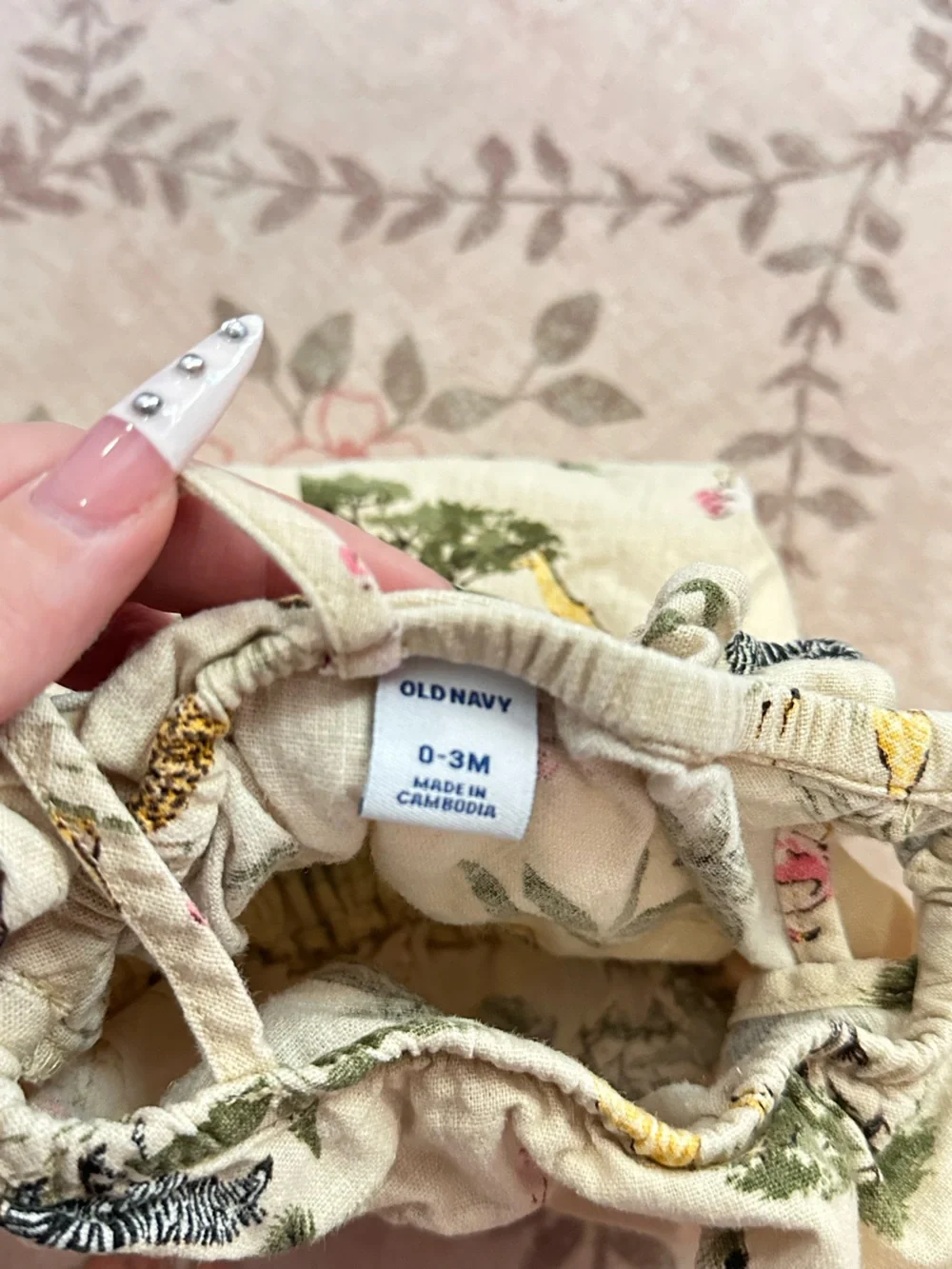 Old Navy Beige Floral Baby Romper